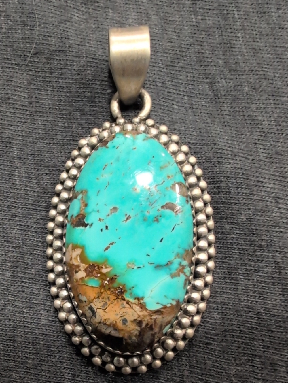 Turquoise Oval Pendant Necklace - Blue & Brown Stone